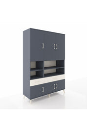 Hyperion Dolap 8 Raflı 2 Çekmeceli 6 Kapaklı 132x44x195 Antrasit-Antrasit/Aytaşı