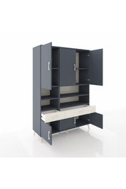 Hyperion Dolap 8 Raflı 2 Çekmeceli 6 Kapaklı 132x44x195 Antrasit-Antrasit/Aytaşı