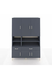 Hyperion Dolap 8 Raflı 2 Çekmeceli 6 Kapaklı 132x44x195 Antrasit-Antrasit/Antrasit