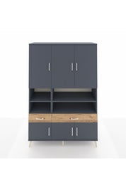 Hyperion Dolap 8 Raflı 2 Çekmeceli 6 Kapaklı 132x44x195 Antrasit-Antrasit/Çam