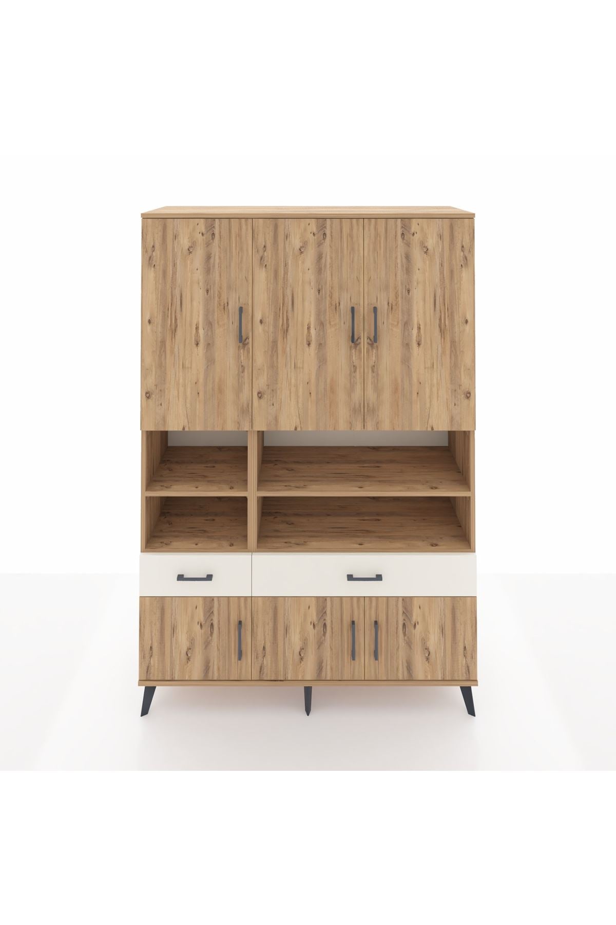 Hyperion Dolap 8 Raflı 2 Çekmeceli 6 Kapaklı 132x44x195 Çam-Çam/Aytaşı