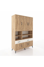 Hyperion Dolap 8 Raflı 2 Çekmeceli 6 Kapaklı 132x44x195 Çam-Çam/Aytaşı