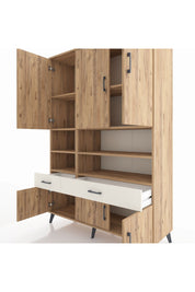 Hyperion Dolap 8 Raflı 2 Çekmeceli 6 Kapaklı 132x44x195 Çam-Çam/Aytaşı