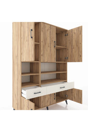 Hyperion Dolap 8 Raflı 2 Çekmeceli 6 Kapaklı 132x44x195 Çam-Çam/Aytaşı