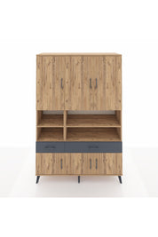 Hyperion Dolap 8 Raflı 2 Çekmeceli 6 Kapaklı 132x44x195 Çam-Çam/Antrasit