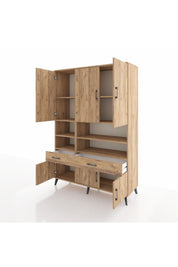 Hyperion Dolap 8 Raflı 2 Çekmeceli 6 Kapaklı 132x44x195 Çam-Çam/Çam