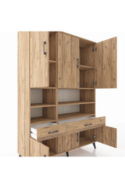 Hyperion Dolap 8 Raflı 2 Çekmeceli 6 Kapaklı 132x44x195 Çam-Çam/Çam
