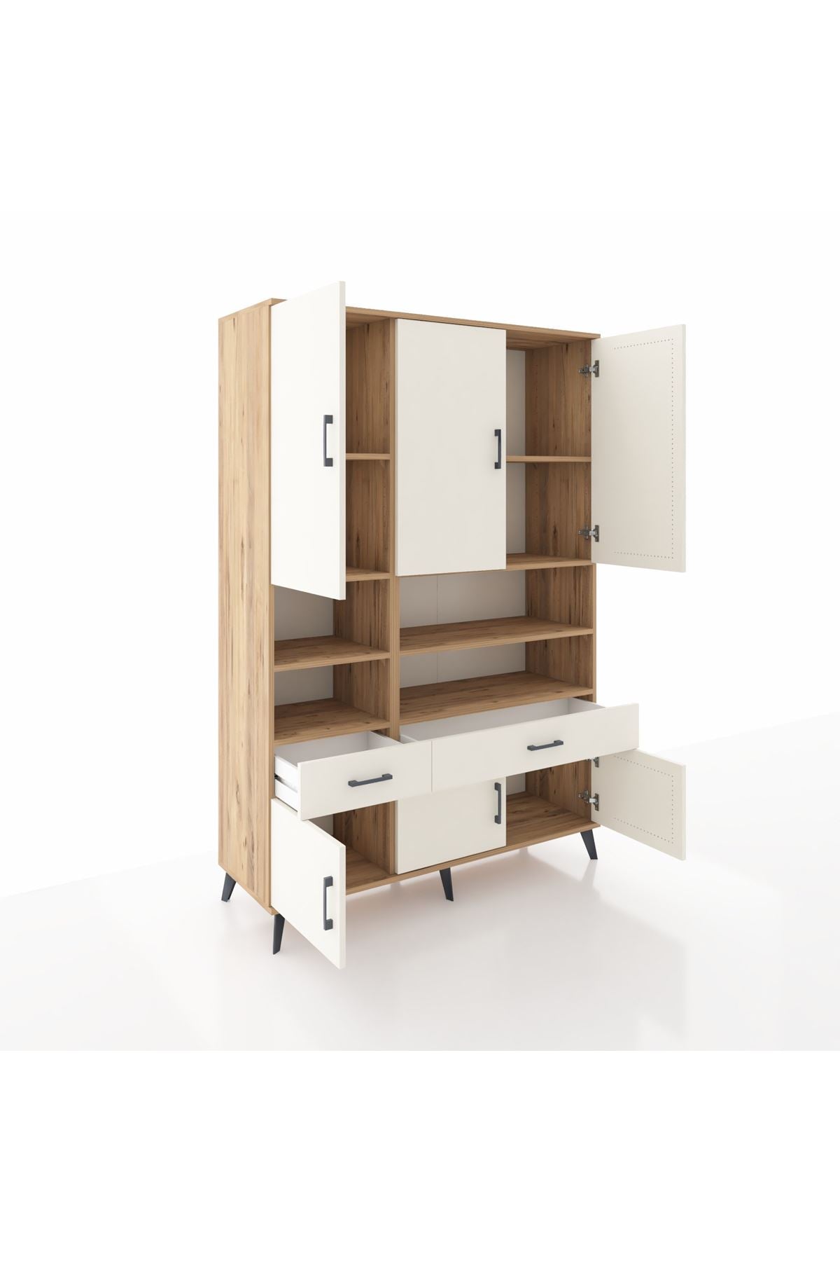 Hyperion Dolap 8 Raflı 2 Çekmeceli 6 Kapaklı 132x44x195 Çam-Aytaşı/Aytaşı