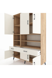 Hyperion Dolap 8 Raflı 2 Çekmeceli 6 Kapaklı 132x44x195 Çam-Aytaşı/Aytaşı