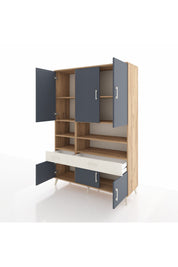 Hyperion Dolap 8 Raflı 2 Çekmeceli 6 Kapaklı 132x44x195 Çam-Antrasit/Aytaşı