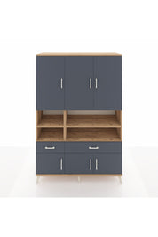 Hyperion Dolap 8 Raflı 2 Çekmeceli 6 Kapaklı 132x44x195 Çam-Antrasit/Antrasit