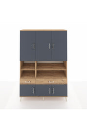 Hyperion Dolap 8 Raflı 2 Çekmeceli 6 Kapaklı 132x44x195 Çam-Antrasit/Çam