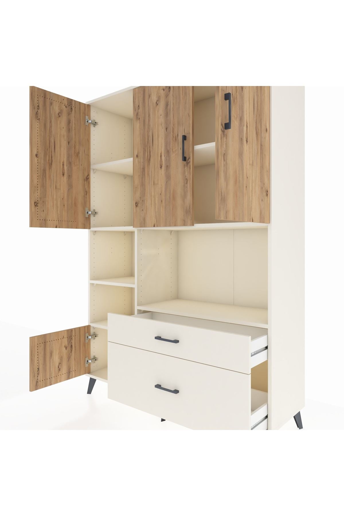 Hyperion Dolap 7 Raflı 2 Çekmeceli 5 Kapaklı 132x44x195 Aytaşı-Çam/Aytaşı