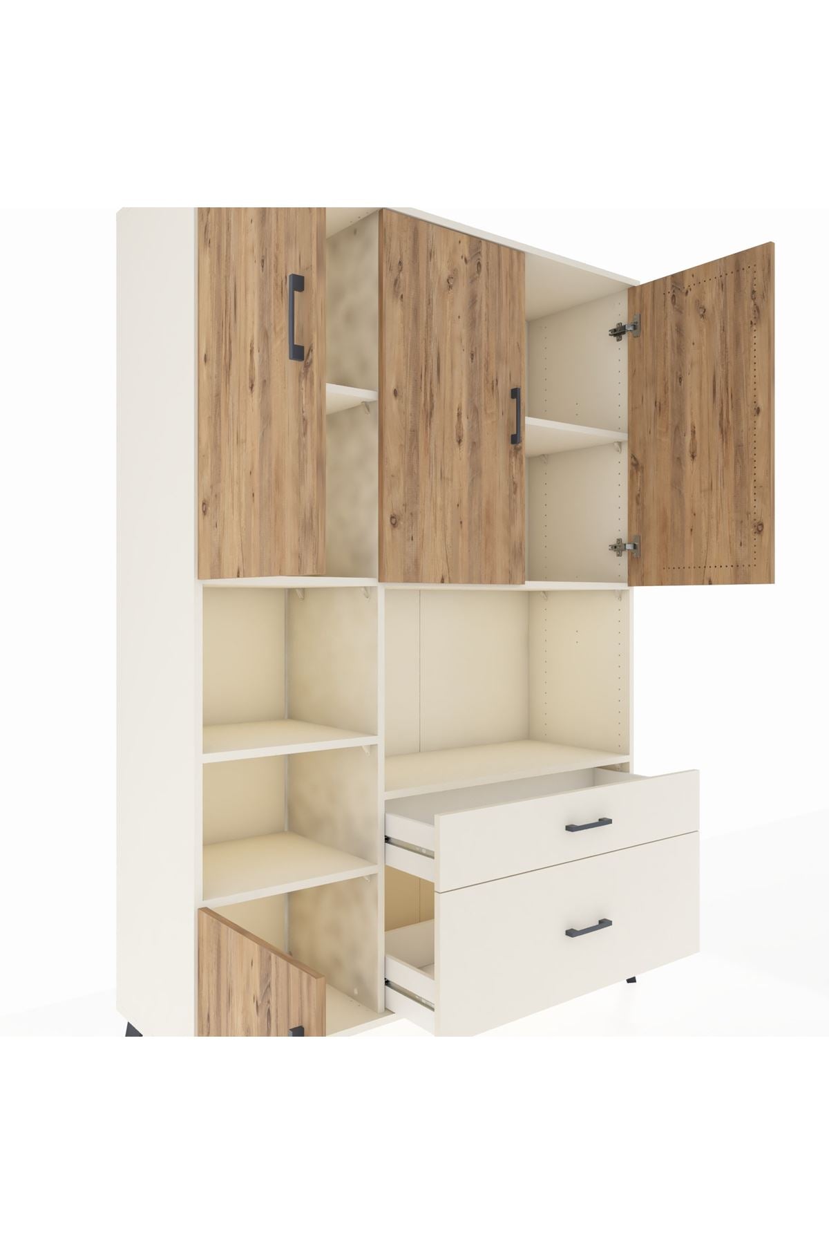 Hyperion Dolap 7 Raflı 2 Çekmeceli 5 Kapaklı 132x44x195 Aytaşı-Çam/Aytaşı