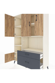 Hyperion Dolap 7 Raflı 2 Çekmeceli 5 Kapaklı 132x44x195 Aytaşı-Çam/Antrasit