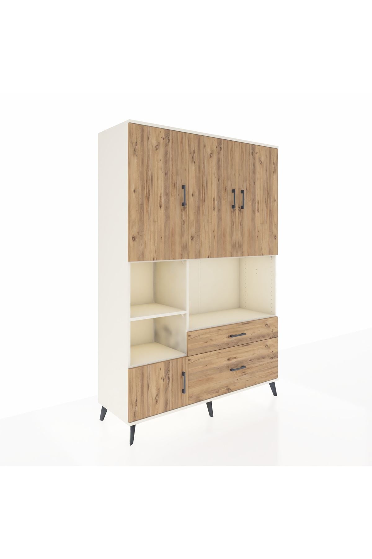 Hyperion Dolap 7 Raflı 2 Çekmeceli 5 Kapaklı 132x44x195 Aytaşı-Çam/Çam