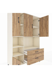 Hyperion Dolap 7 Raflı 2 Çekmeceli 5 Kapaklı 132x44x195 Aytaşı-Çam/Çam