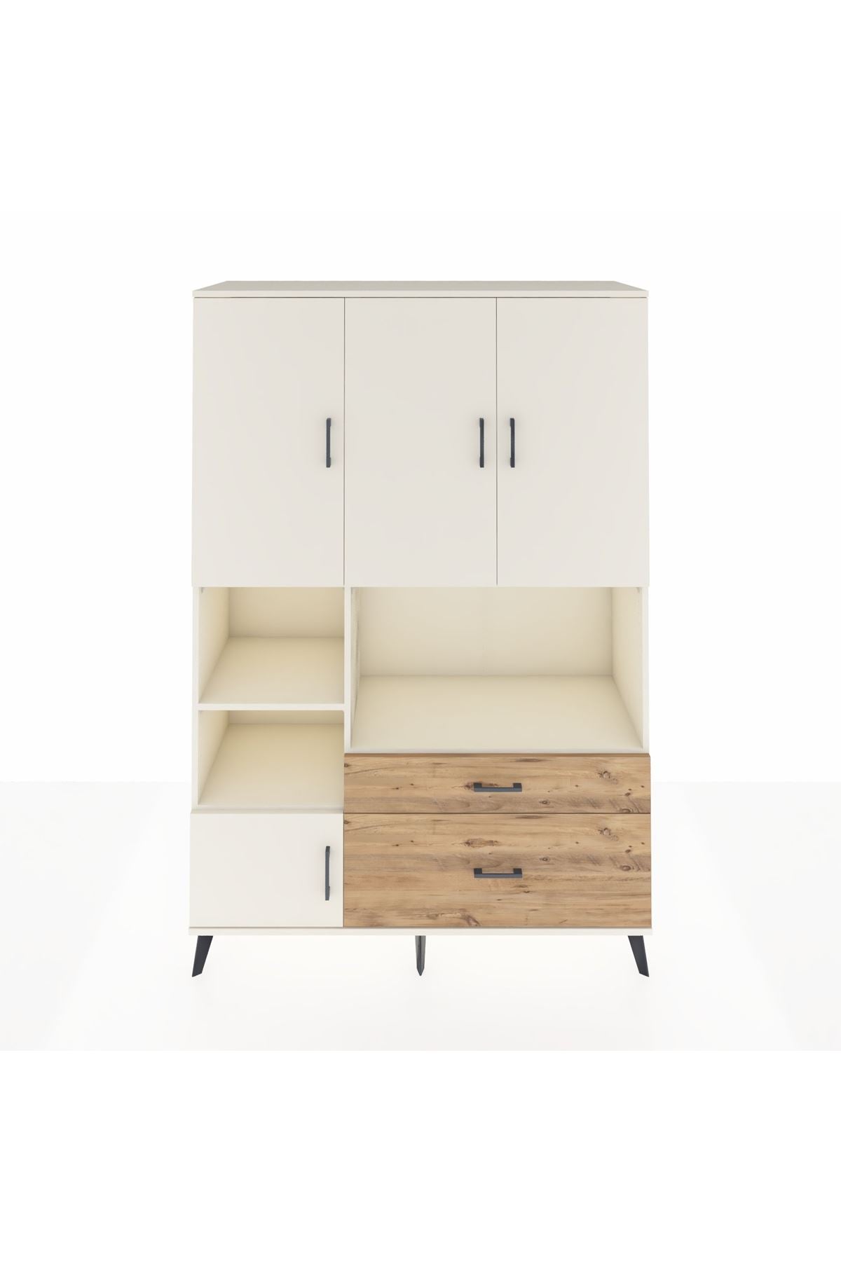 Hyperion Dolap 7 Raflı 2 Çekmeceli 5 Kapaklı 132x44x195 Aytaşı-Aytaşı/Çam