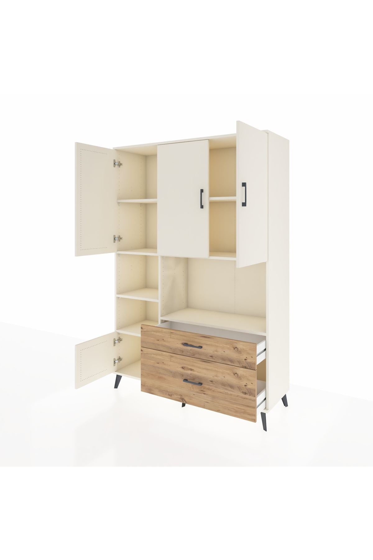 Hyperion Dolap 7 Raflı 2 Çekmeceli 5 Kapaklı 132x44x195 Aytaşı-Aytaşı/Çam