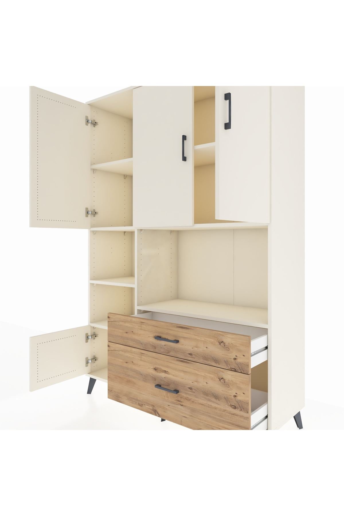 Hyperion Dolap 7 Raflı 2 Çekmeceli 5 Kapaklı 132x44x195 Aytaşı-Aytaşı/Çam