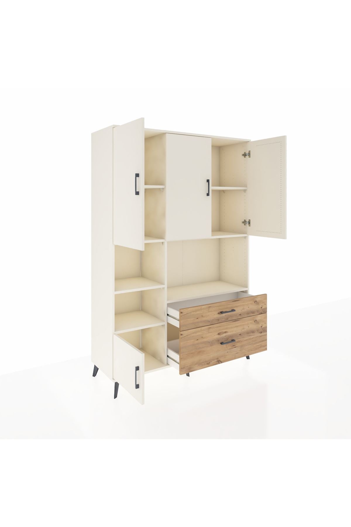 Hyperion Dolap 7 Raflı 2 Çekmeceli 5 Kapaklı 132x44x195 Aytaşı-Aytaşı/Çam