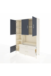 Hyperion Dolap 7 Raflı 2 Çekmeceli 5 Kapaklı 132x44x195 Aytaşı-Antrasit/Aytaşı