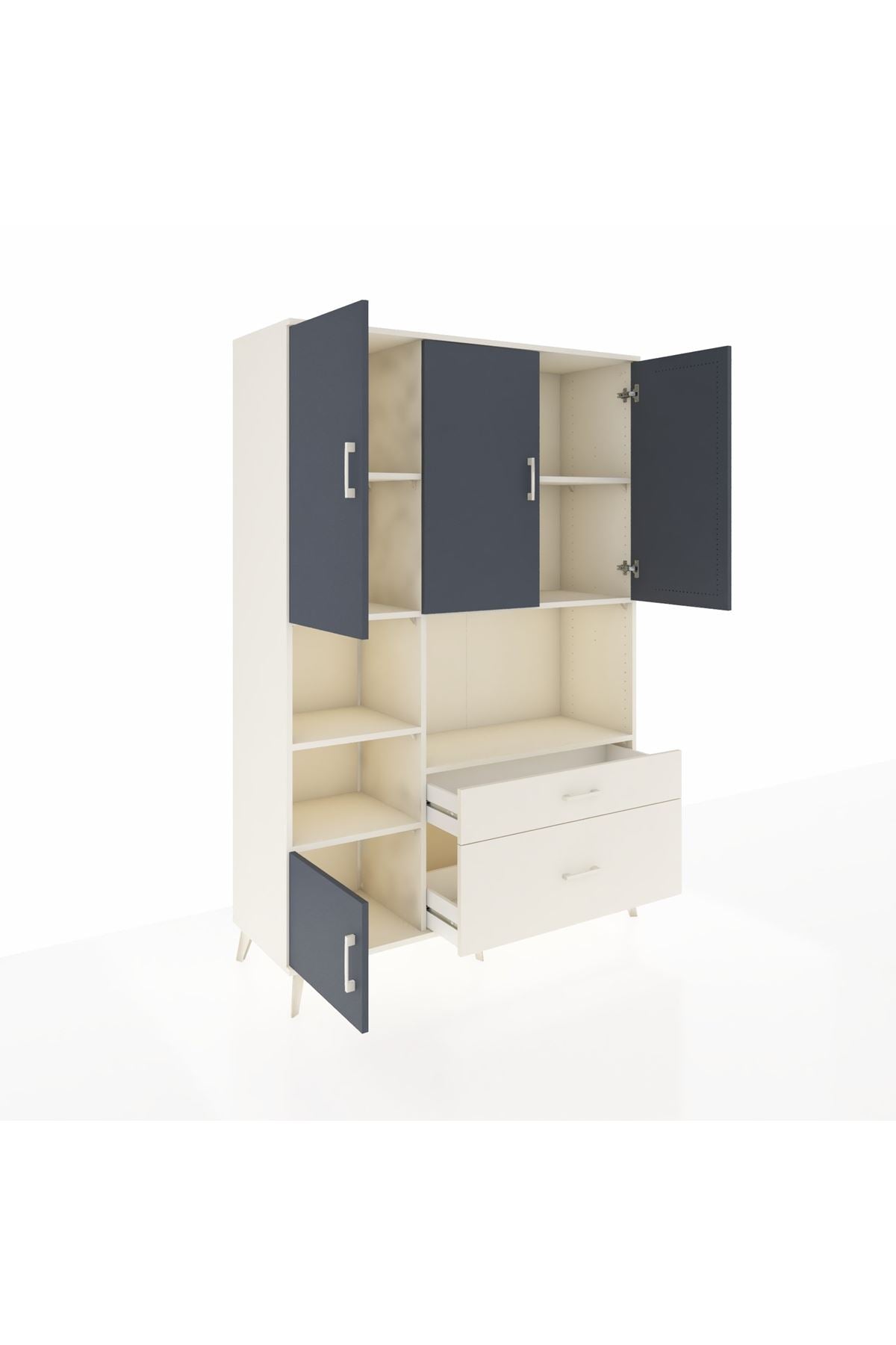 Hyperion Dolap 7 Raflı 2 Çekmeceli 5 Kapaklı 132x44x195 Aytaşı-Antrasit/Aytaşı