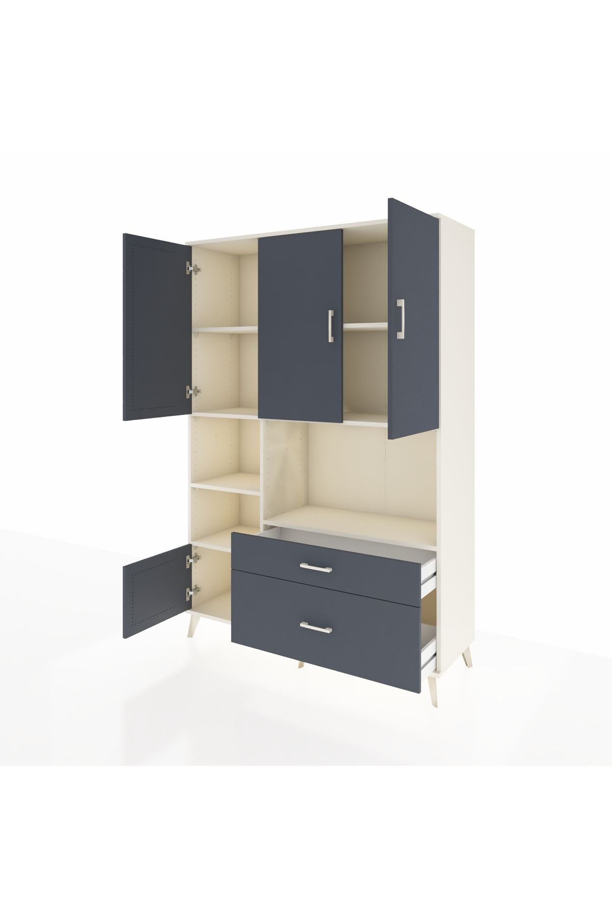 Hyperion Dolap 7 Raflı 2 Çekmeceli 5 Kapaklı 132x44x195 Aytaşı-Antrasit/Antrasit