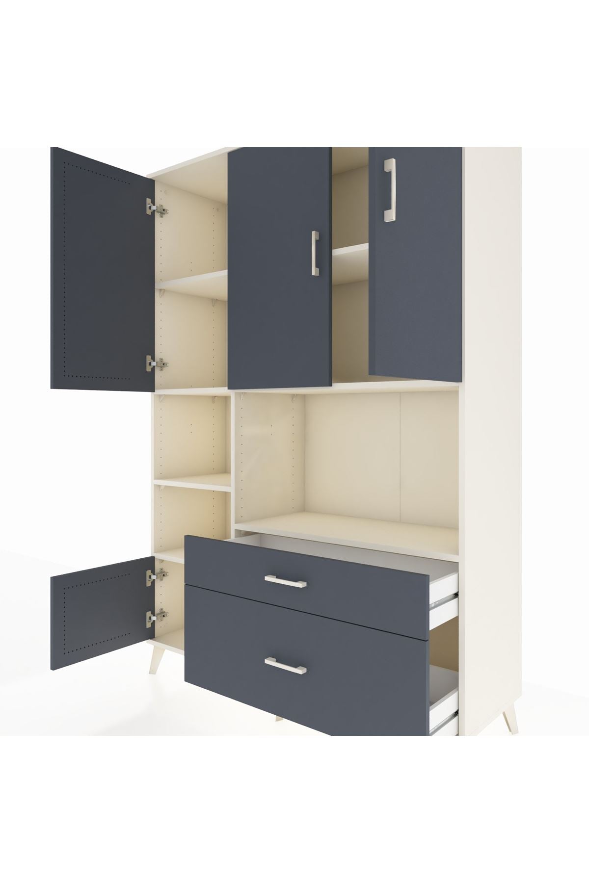 Hyperion Dolap 7 Raflı 2 Çekmeceli 5 Kapaklı 132x44x195 Aytaşı-Antrasit/Antrasit