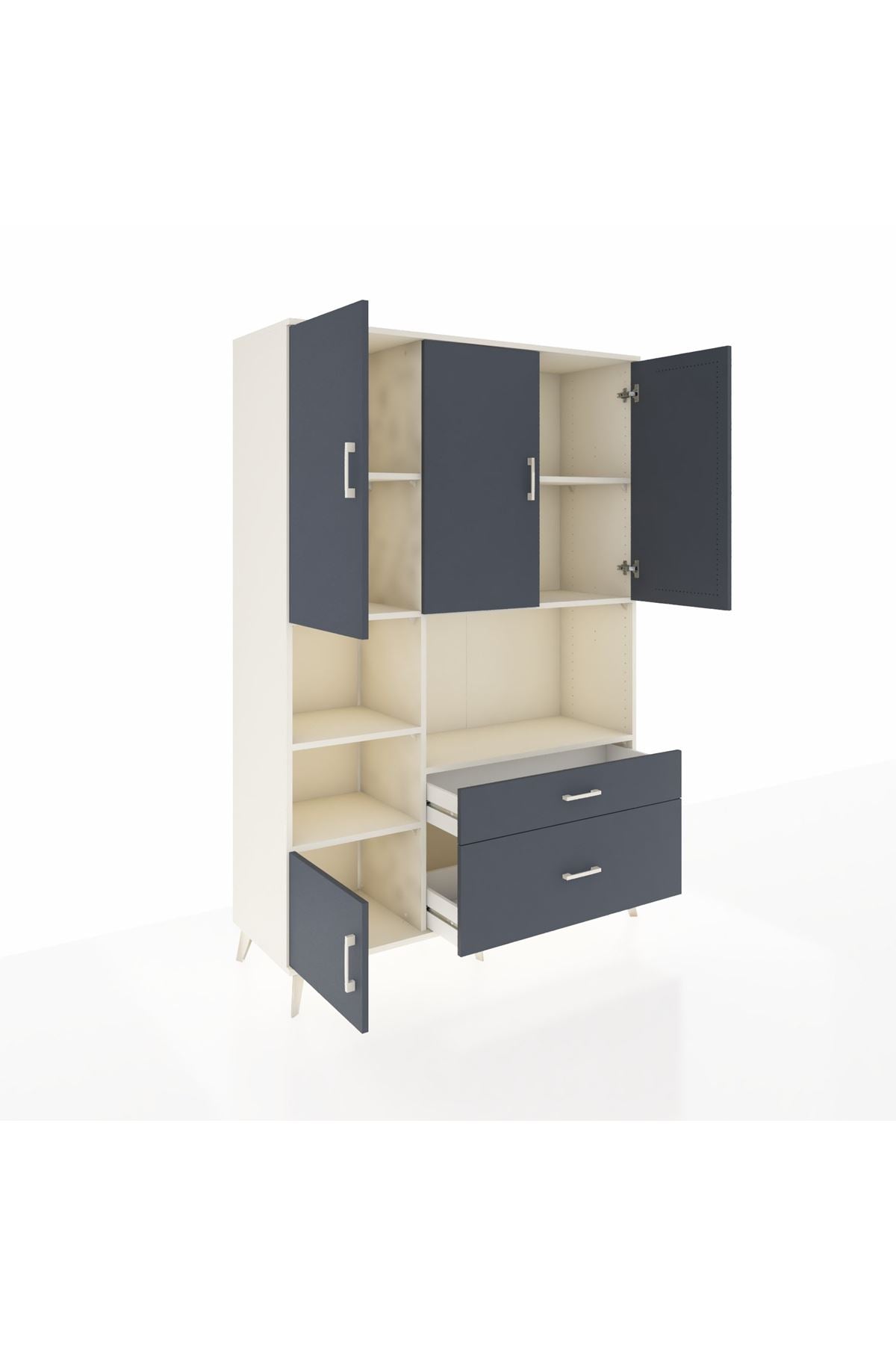 Hyperion Dolap 7 Raflı 2 Çekmeceli 5 Kapaklı 132x44x195 Aytaşı-Antrasit/Antrasit