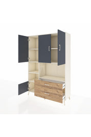 Hyperion Dolap 7 Raflı 2 Çekmeceli 5 Kapaklı 132x44x195 Aytaşı-Antrasit/Çam