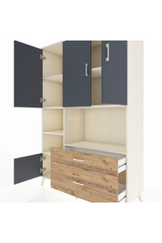 Hyperion Dolap 7 Raflı 2 Çekmeceli 5 Kapaklı 132x44x195 Aytaşı-Antrasit/Çam