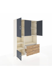 Hyperion Dolap 7 Raflı 2 Çekmeceli 5 Kapaklı 132x44x195 Aytaşı-Antrasit/Çam