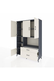 Hyperion Dolap 7 Raflı 2 Çekmeceli 5 Kapaklı 132x44x195 Antrasit-Aytaşı/Aytaşı