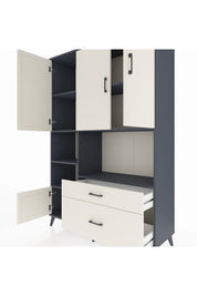 Hyperion Dolap 7 Raflı 2 Çekmeceli 5 Kapaklı 132x44x195 Antrasit-Aytaşı/Aytaşı