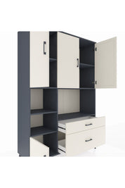 Hyperion Dolap 7 Raflı 2 Çekmeceli 5 Kapaklı 132x44x195 Antrasit-Aytaşı/Aytaşı