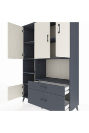 Hyperion Dolap 7 Raflı 2 Çekmeceli 5 Kapaklı 132x44x195 Antrasit-Aytaşı/Antrasit