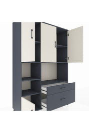 Hyperion Dolap 7 Raflı 2 Çekmeceli 5 Kapaklı 132x44x195 Antrasit-Aytaşı/Antrasit