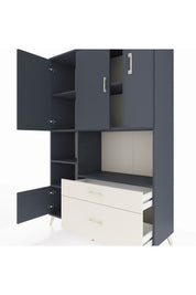 Hyperion Dolap 7 Raflı 2 Çekmeceli 5 Kapaklı 132x44x195 Antrasit-Antrasit/Aytaşı