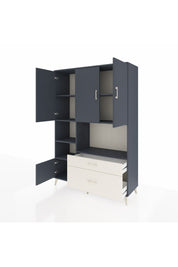 Hyperion Dolap 7 Raflı 2 Çekmeceli 5 Kapaklı 132x44x195 Antrasit-Antrasit/Aytaşı