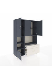 Hyperion Dolap 7 Raflı 2 Çekmeceli 5 Kapaklı 132x44x195 Antrasit-Antrasit/Aytaşı