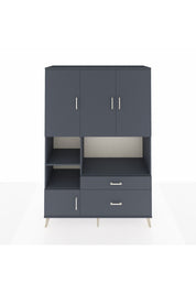 Hyperion Dolap 7 Raflı 2 Çekmeceli 5 Kapaklı 132x44x195 Antrasit-Antrasit/Antrasit