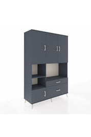 Hyperion Dolap 7 Raflı 2 Çekmeceli 5 Kapaklı 132x44x195 Antrasit-Antrasit/Antrasit