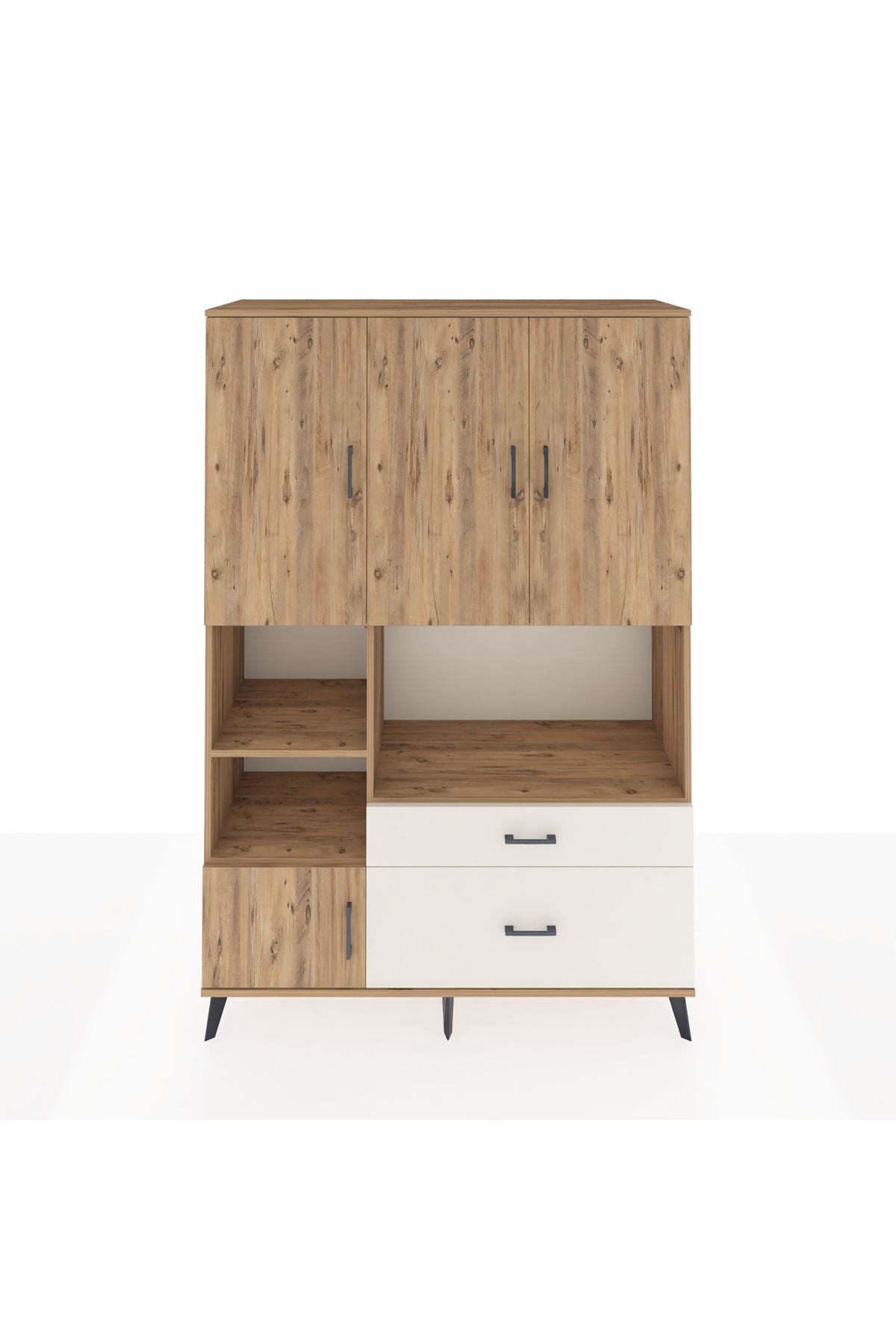 Hyperion Dolap 7 Raflı 2 Çekmeceli 5 Kapaklı 132x44x195 Çam-Çam/Aytaşı