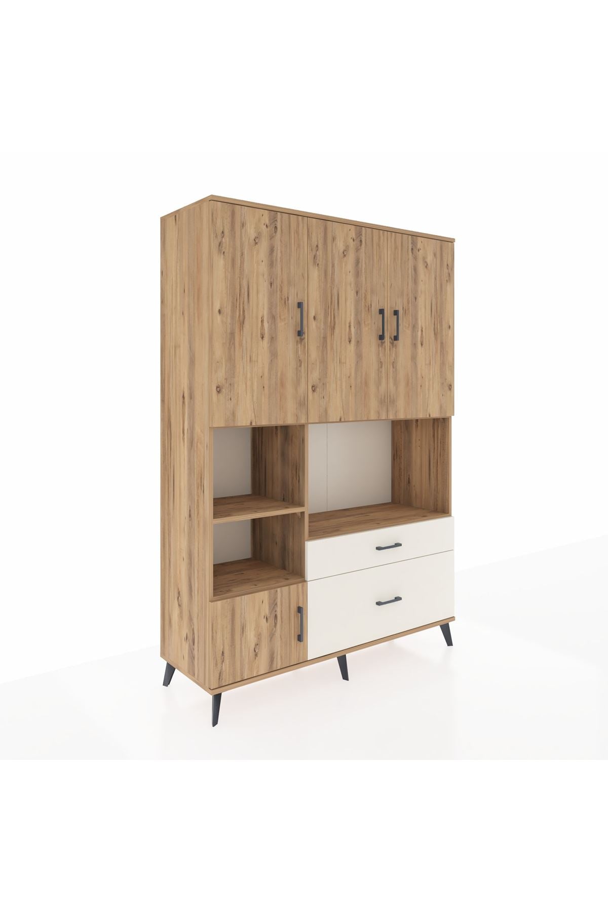 Hyperion Dolap 7 Raflı 2 Çekmeceli 5 Kapaklı 132x44x195 Çam-Çam/Aytaşı