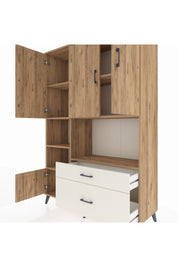 Hyperion Dolap 7 Raflı 2 Çekmeceli 5 Kapaklı 132x44x195 Çam-Çam/Aytaşı