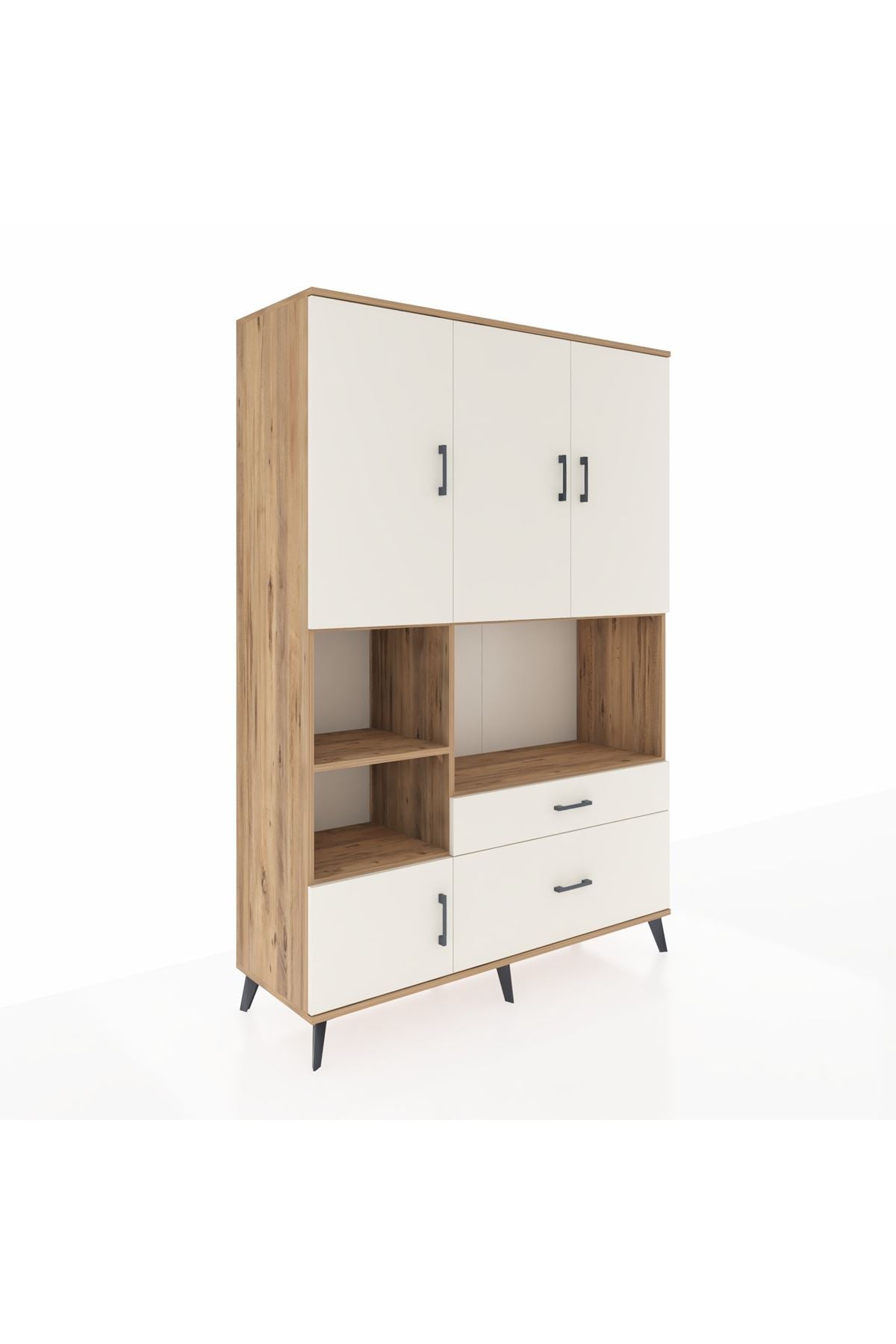 Hyperion Dolap 7 Raflı 2 Çekmeceli 5 Kapaklı 132x44x195 Çam-Aytaşı/Aytaşı