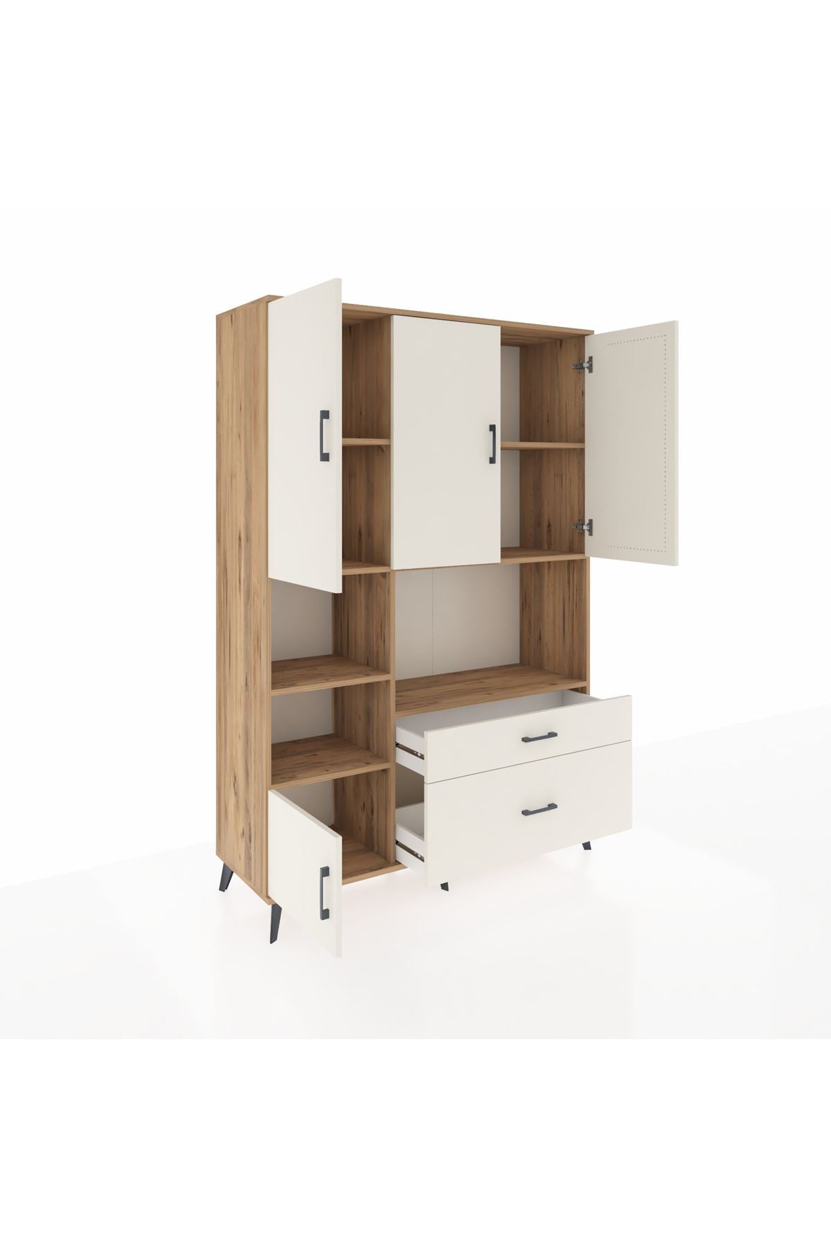 Hyperion Dolap 7 Raflı 2 Çekmeceli 5 Kapaklı 132x44x195 Çam-Aytaşı/Aytaşı