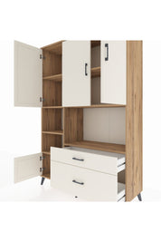 Hyperion Dolap 7 Raflı 2 Çekmeceli 5 Kapaklı 132x44x195 Çam-Aytaşı/Aytaşı