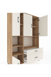 Hyperion Dolap 7 Raflı 2 Çekmeceli 5 Kapaklı 132x44x195 Çam-Aytaşı/Aytaşı